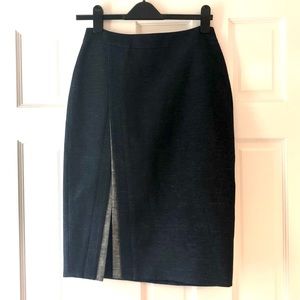 BCBG Max Azria navy side slit pencil skirt
